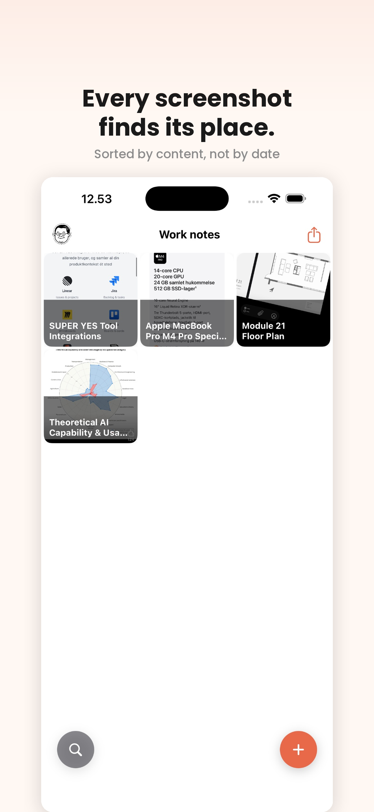 Knud for iPhone — organized screenshot folders with AI summaries