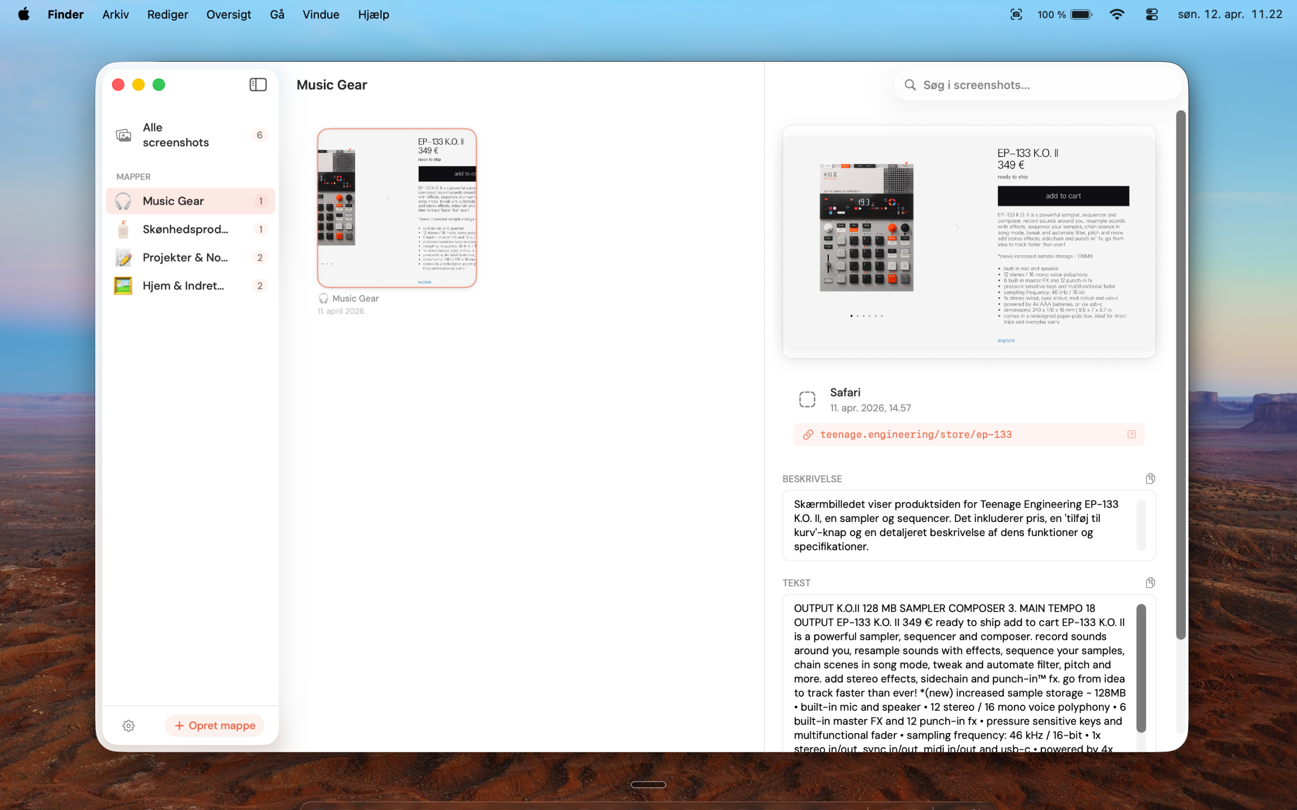 Knud Mac folder detail view